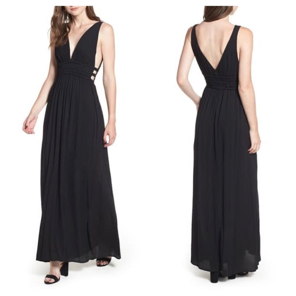WAYF Black Surrey Maxi Dress Sz Sm